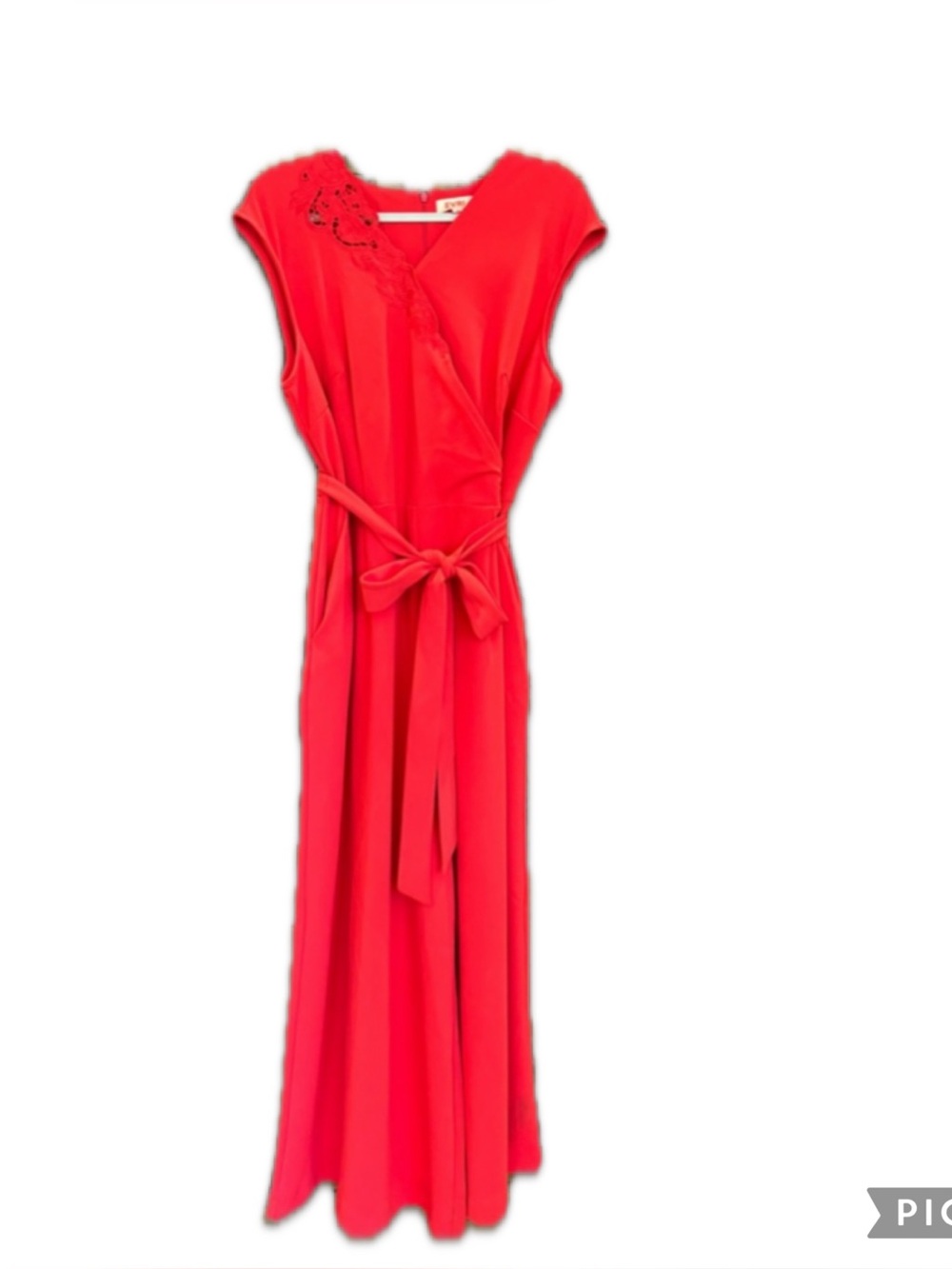EVRI Vibrant Red Maxi Dress with Tie Waist